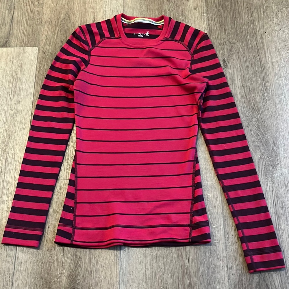Smartwool stripped womens long sleeve wool shirt